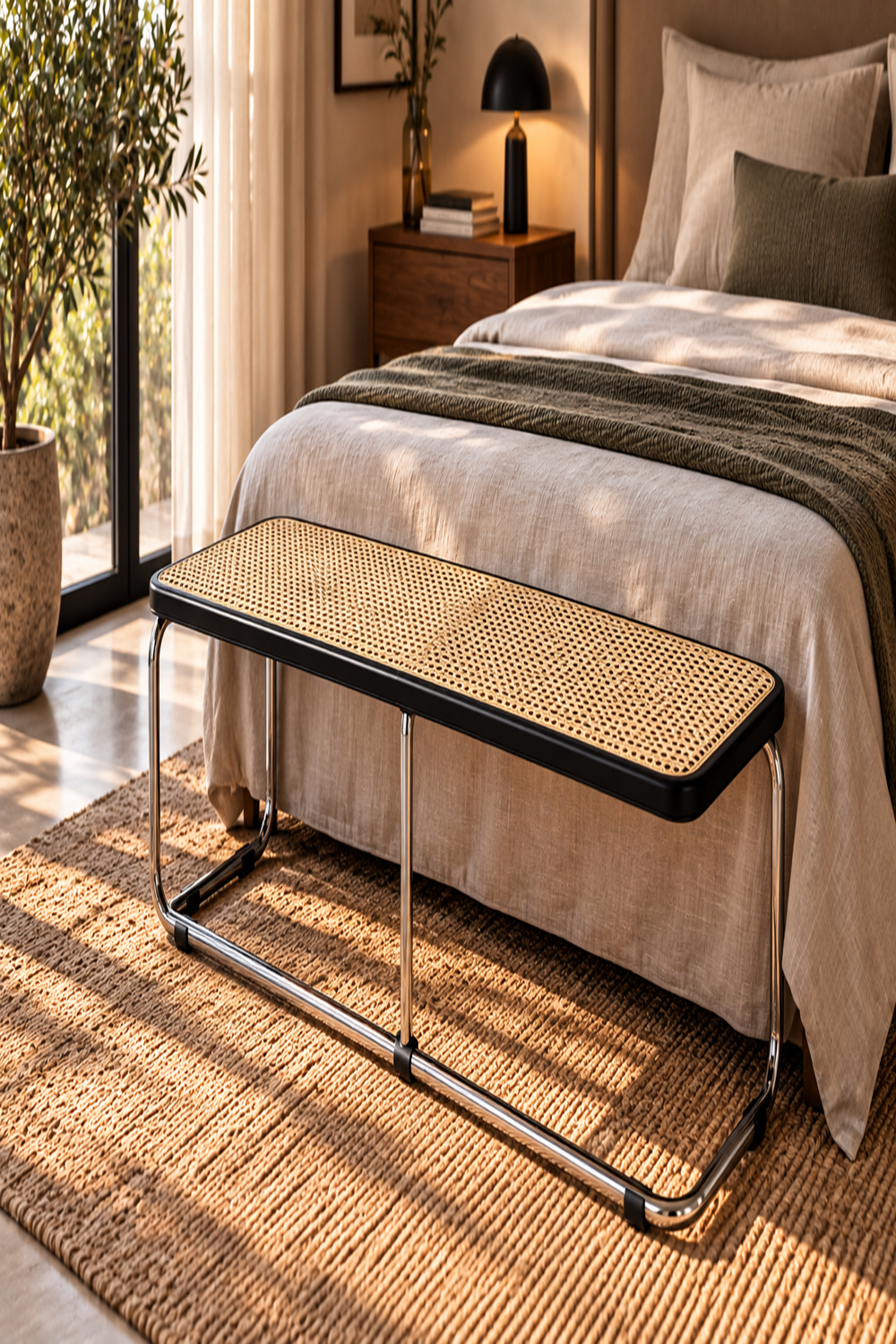 Cesca Bench – Hasır Detaylı Bank