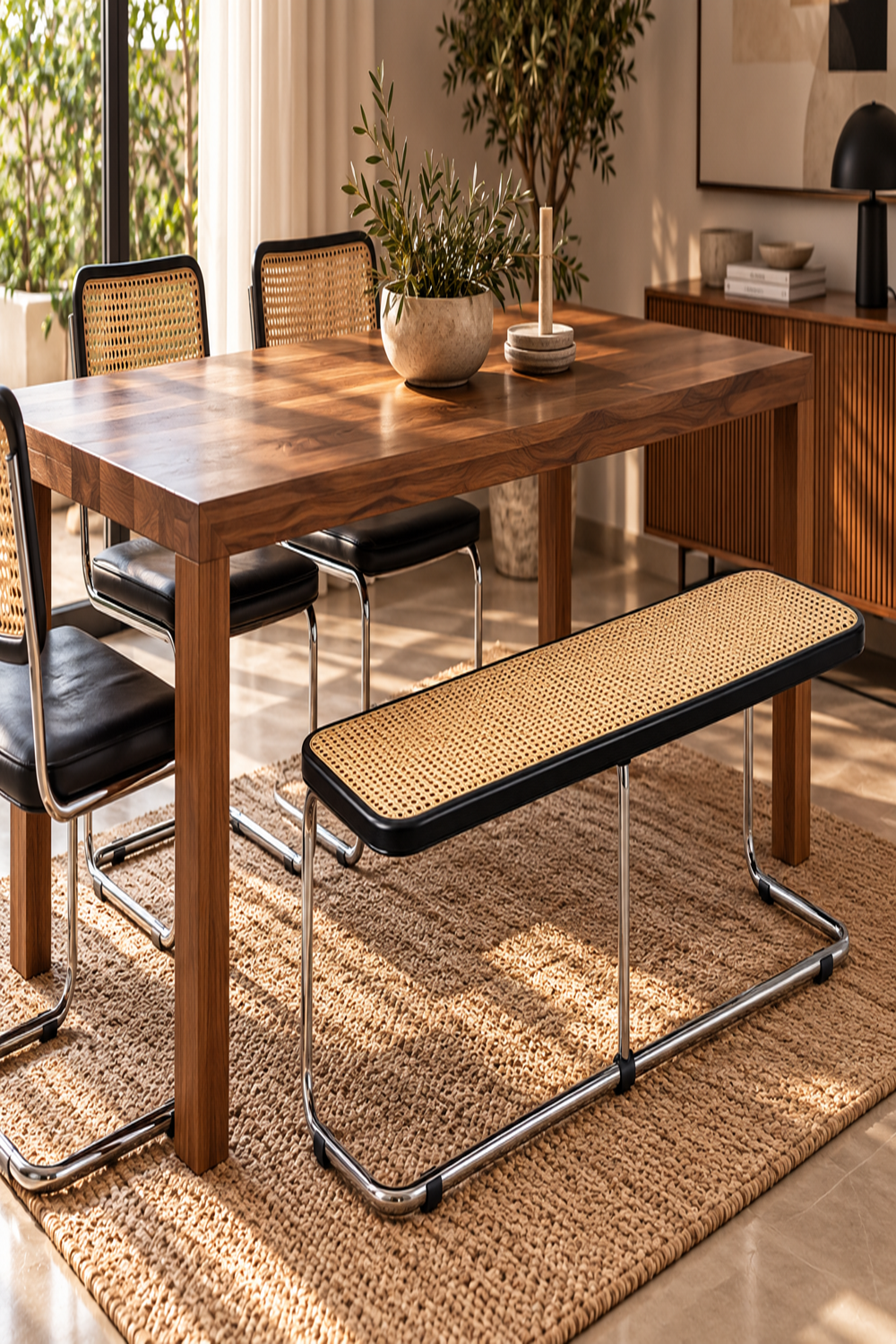 Cesca Bench – Hasır Detaylı Bank